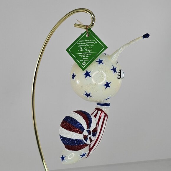 Slavic Treasures Patriotic Event Snail Ornament Figurine Handcrafted Blown Glass - Picture 7 of 9